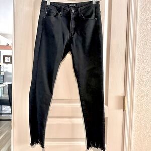 Black stretch denim ankle jeans